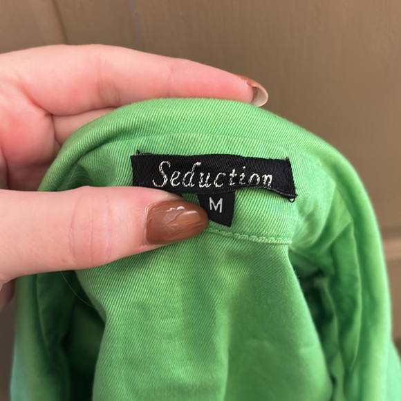 Y2K Lime Green Button Up Jacket size Medium - Picture 3 of 4